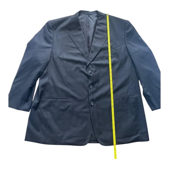 Size XXL David G. Cotugno Mens 2 Button Silk Wool Blazer Jacket Black Stripes - Picture 4 of 11